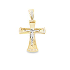 14K Two Tone Crucifix Pendant 4.1Dwt