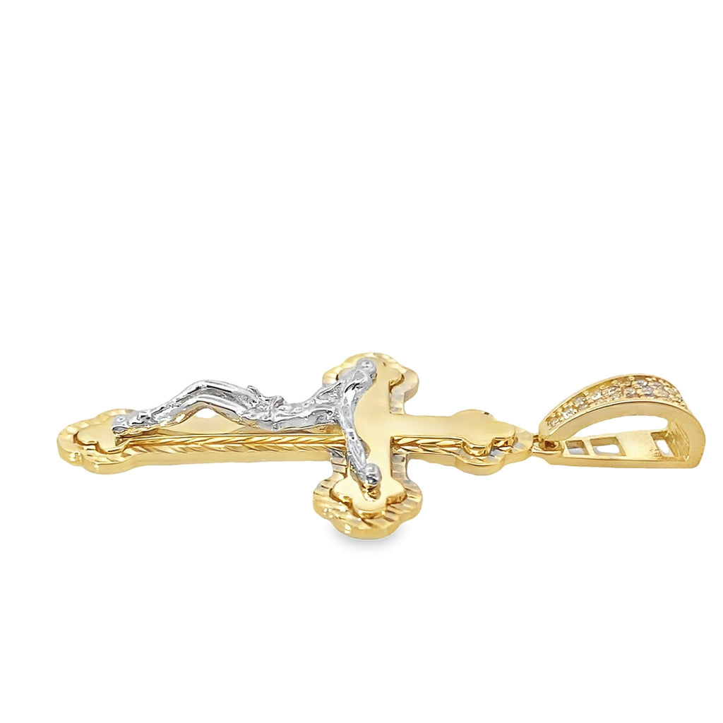 14K Two Tone Crucifix Pendant 3.6Dwt