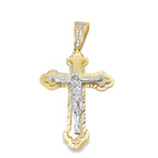 14K Two Tone Crucifix Pendant 3.6Dwt