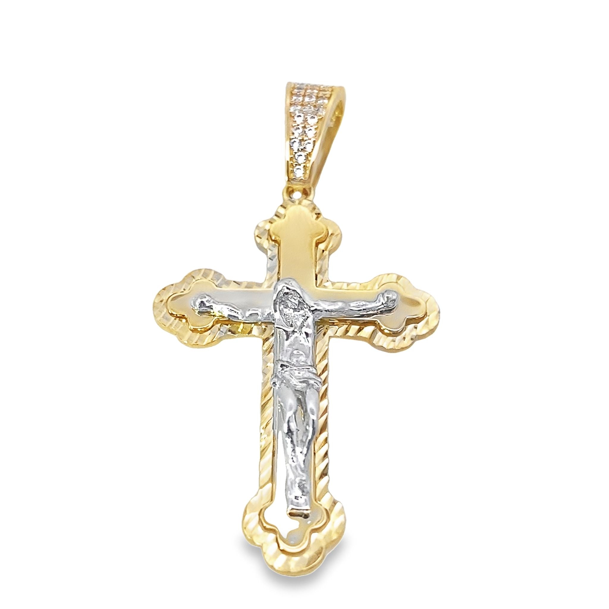 14K Two Tone Crucifix Pendant 3.6Dwt