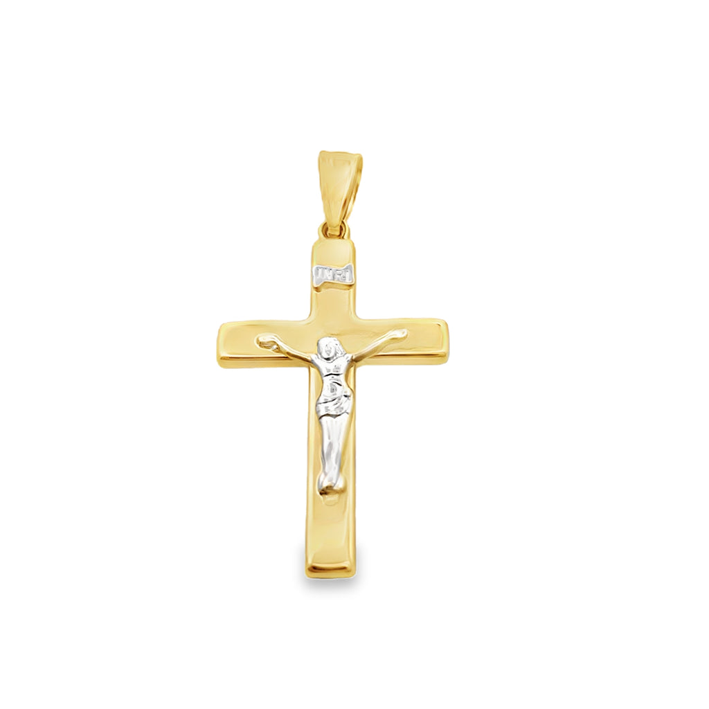 14K Two Tone Jesus Crucifix  Charm 1.0Dwt