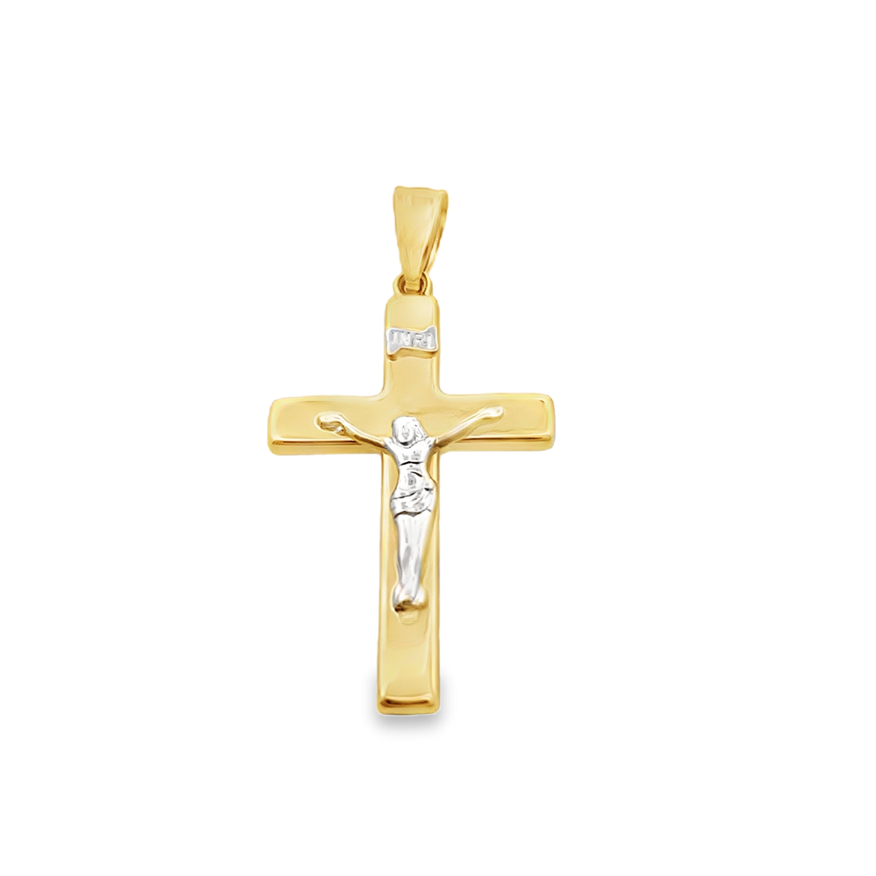 14K Two Tone Jesus Crucifix  Charm 1.0Dwt