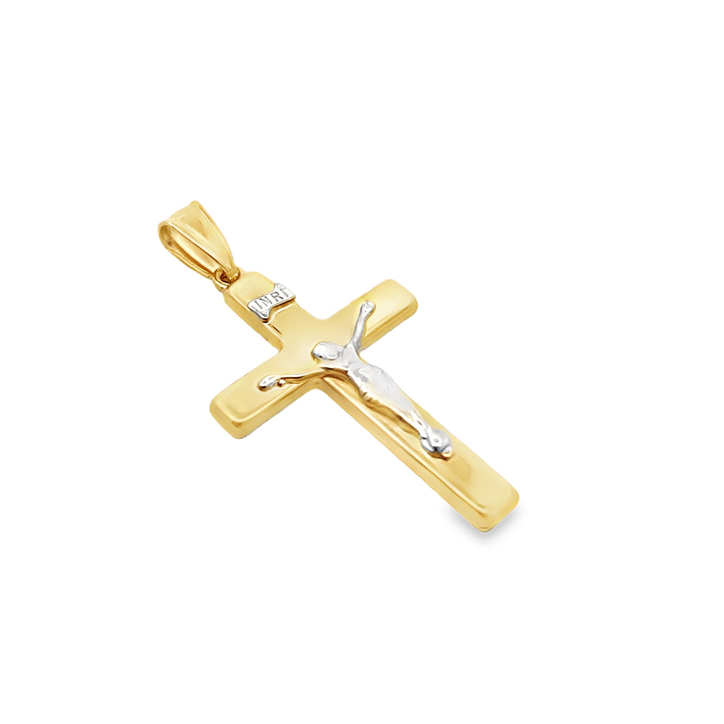 14K Two Tone Jesus Crucifix  Charm 1.0Dwt