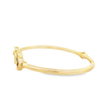 14K Yellow Gold Onyx Flower Hinged Bangle 5.0Dwt