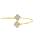 14K Yellow Gold Cz Flowers Bangle 4.4Dwt