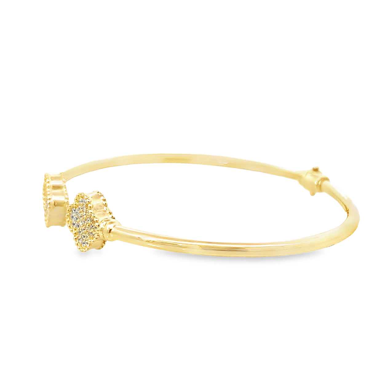 14K Yellow Gold Cz Flowers Bangle 4.4Dwt