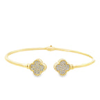 14K Yellow Gold Cz Flowers Bangle 4.4Dwt