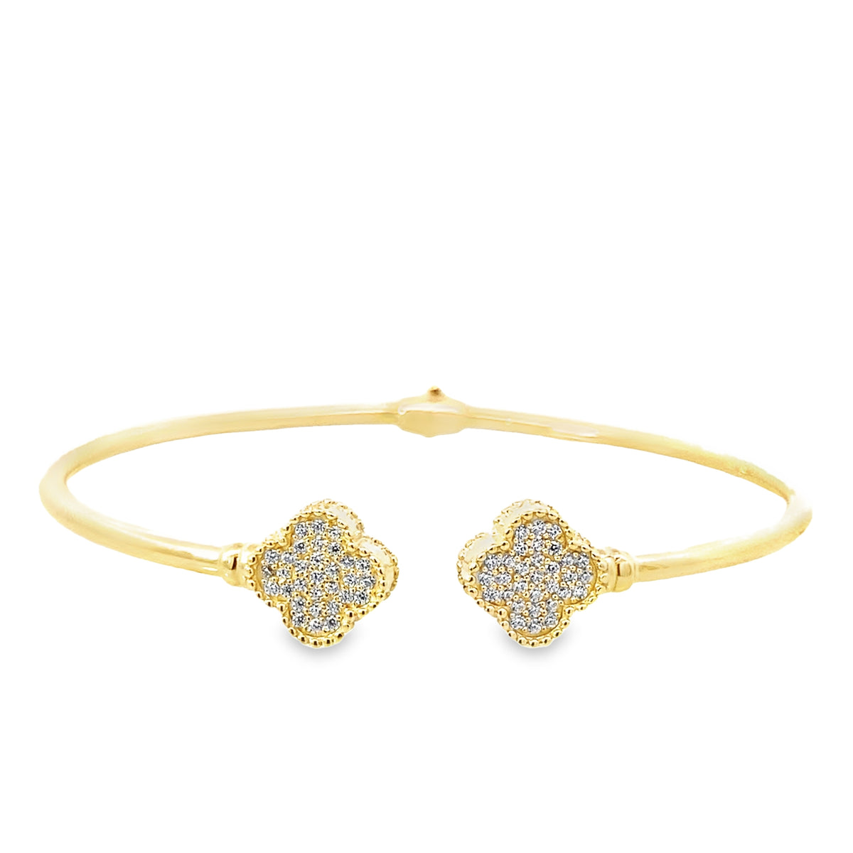 14K Yellow Gold Cz Flowers Bangle 4.4Dwt
