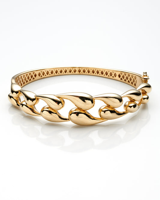 14K Yellow Gold Tear Drop Style Bangle 8.9Dwt