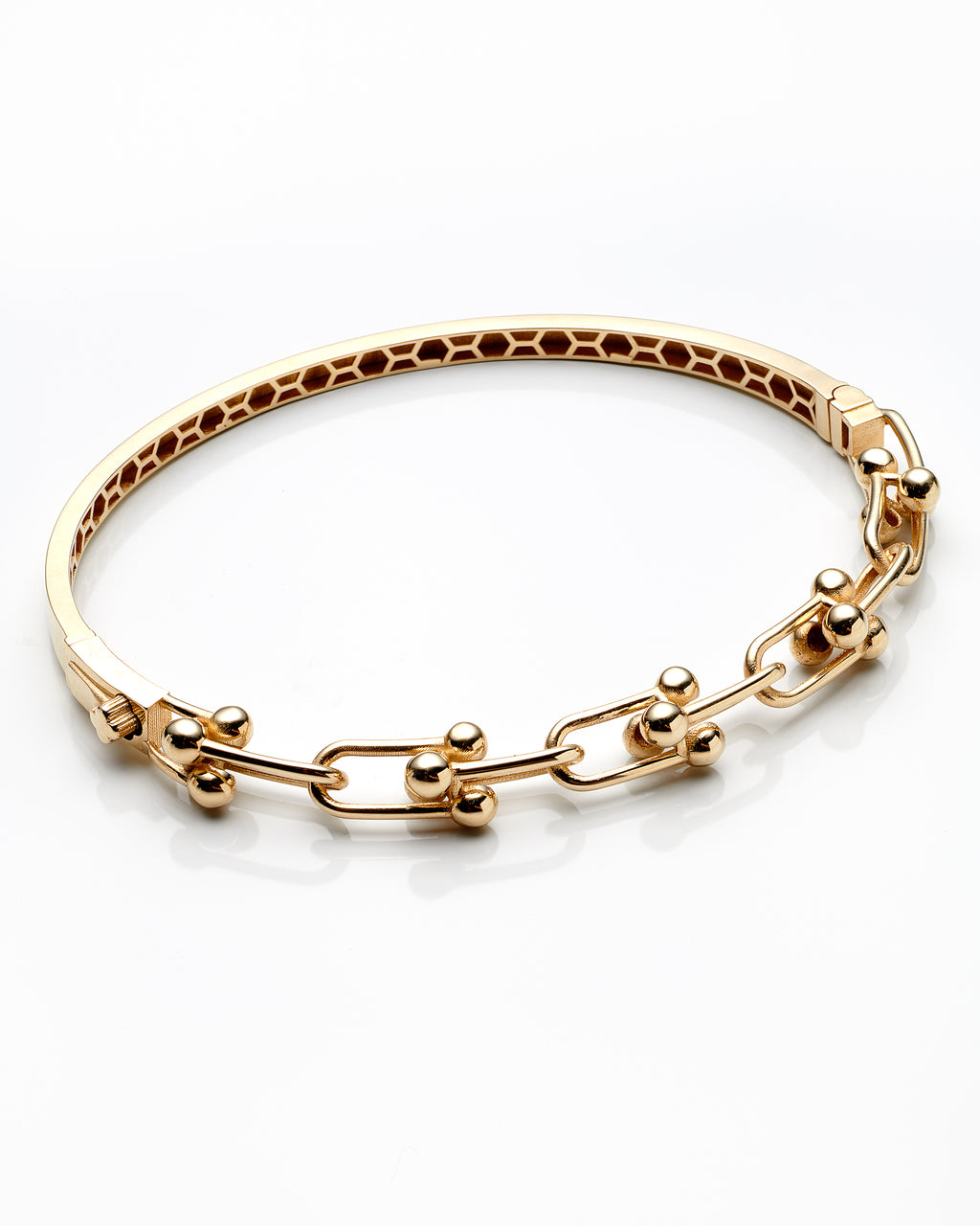 10K Yellow Gold Stirrup Style Hinged Bangle 5.4Dwt