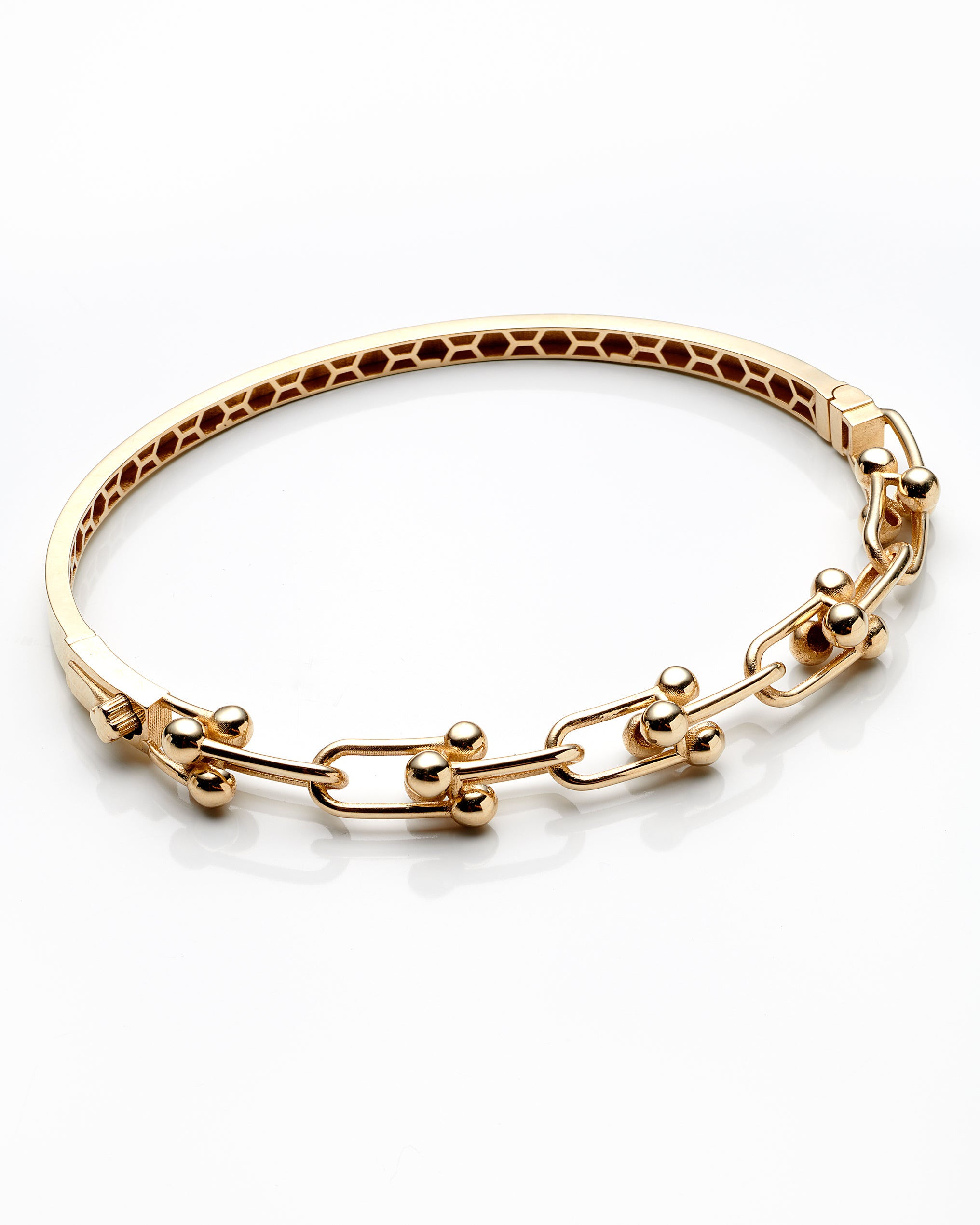 10K Yellow Gold Stirrup Style Hinged Bangle 5.4Dwt