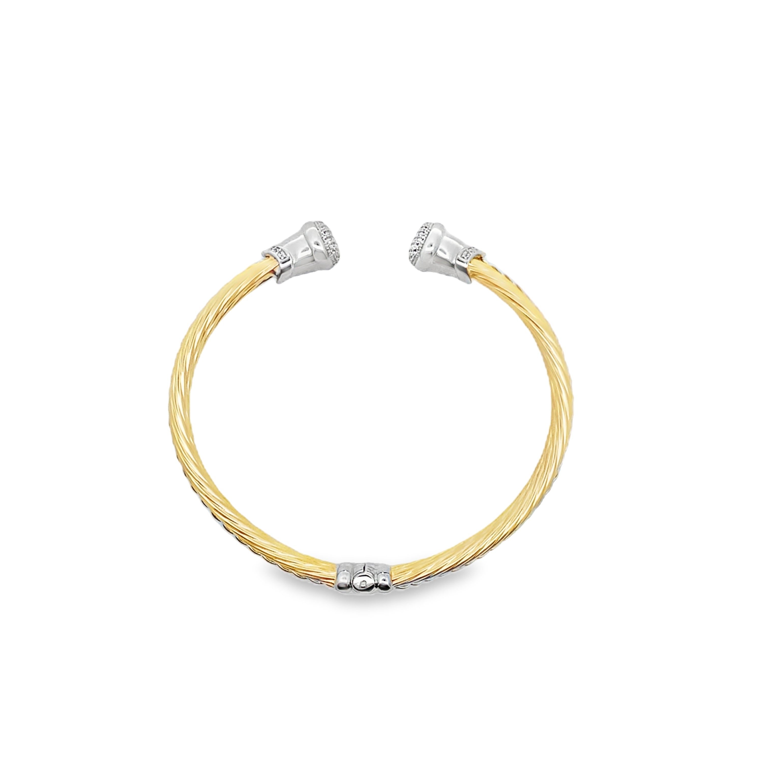 14K Two Tone Gold Twisted Hinged Bangle 7.4Dwt