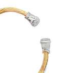 14K Two Tone Gold Twisted Hinged Bangle 7.4Dwt