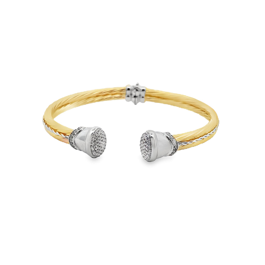 14K Two Tone Gold Twisted Hinged Bangle 7.4Dwt