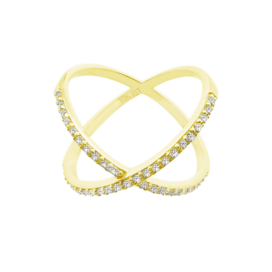 10K Yellow Gold Cz Fashion Ring Size 7 2.1Dwt