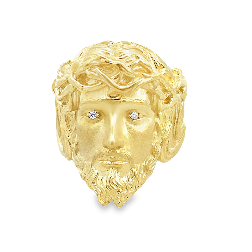 10K Yellow Gold Jesus Face Mens Ring Size 10 7.8Dwt