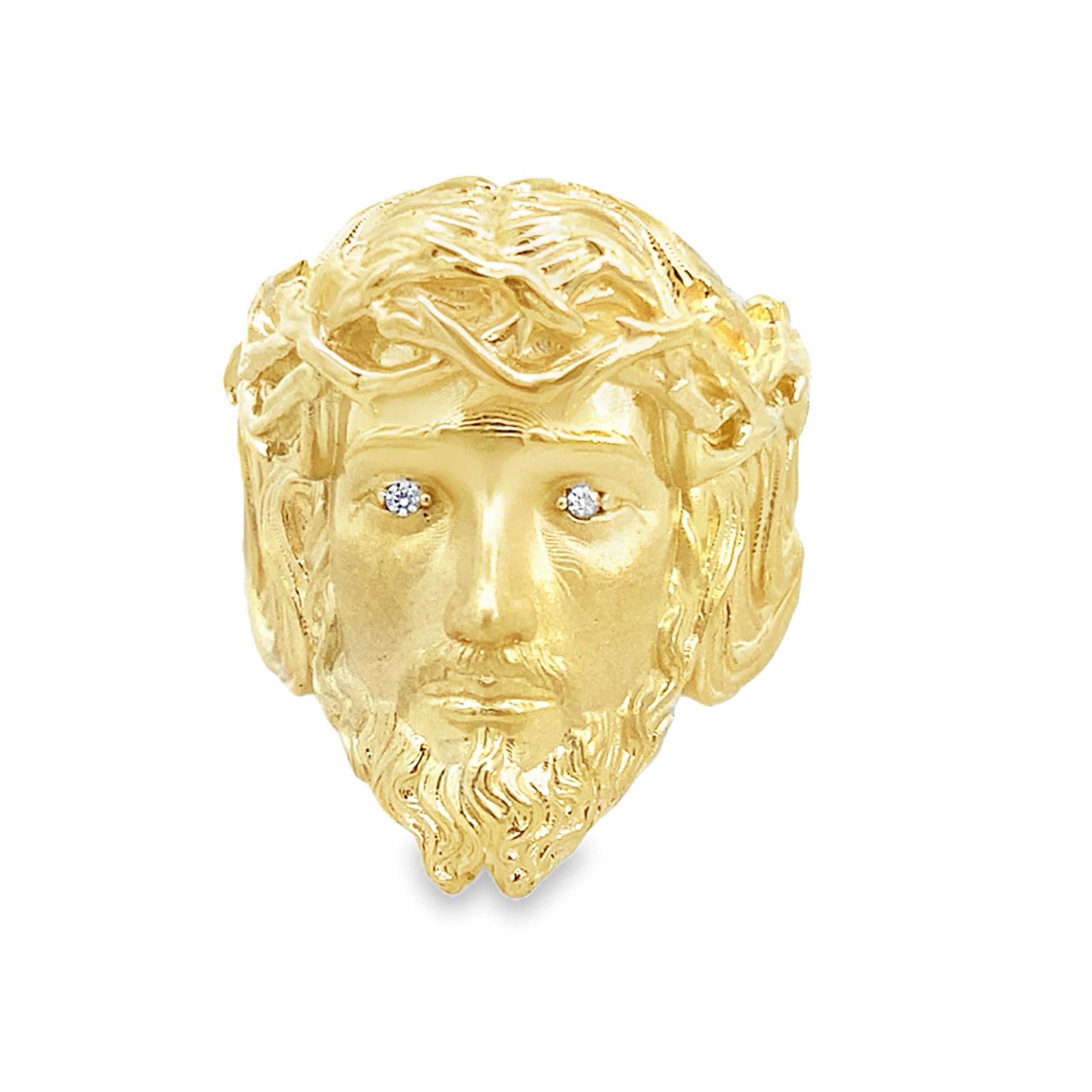 10K Yellow Gold Jesus Face Mens Ring Size 10 7.8Dwt