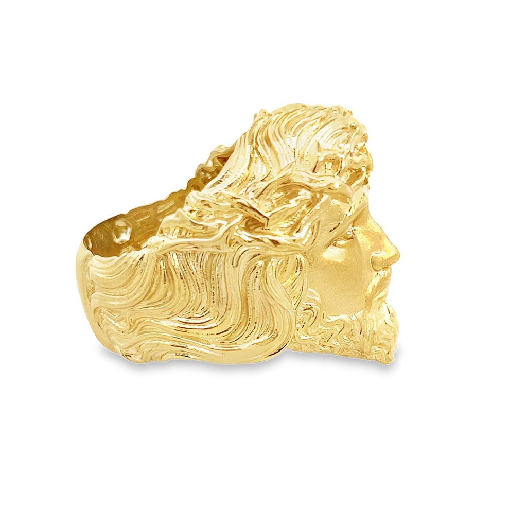 10K Yellow Gold Jesus Face Mens Ring Size 10 7.8Dwt