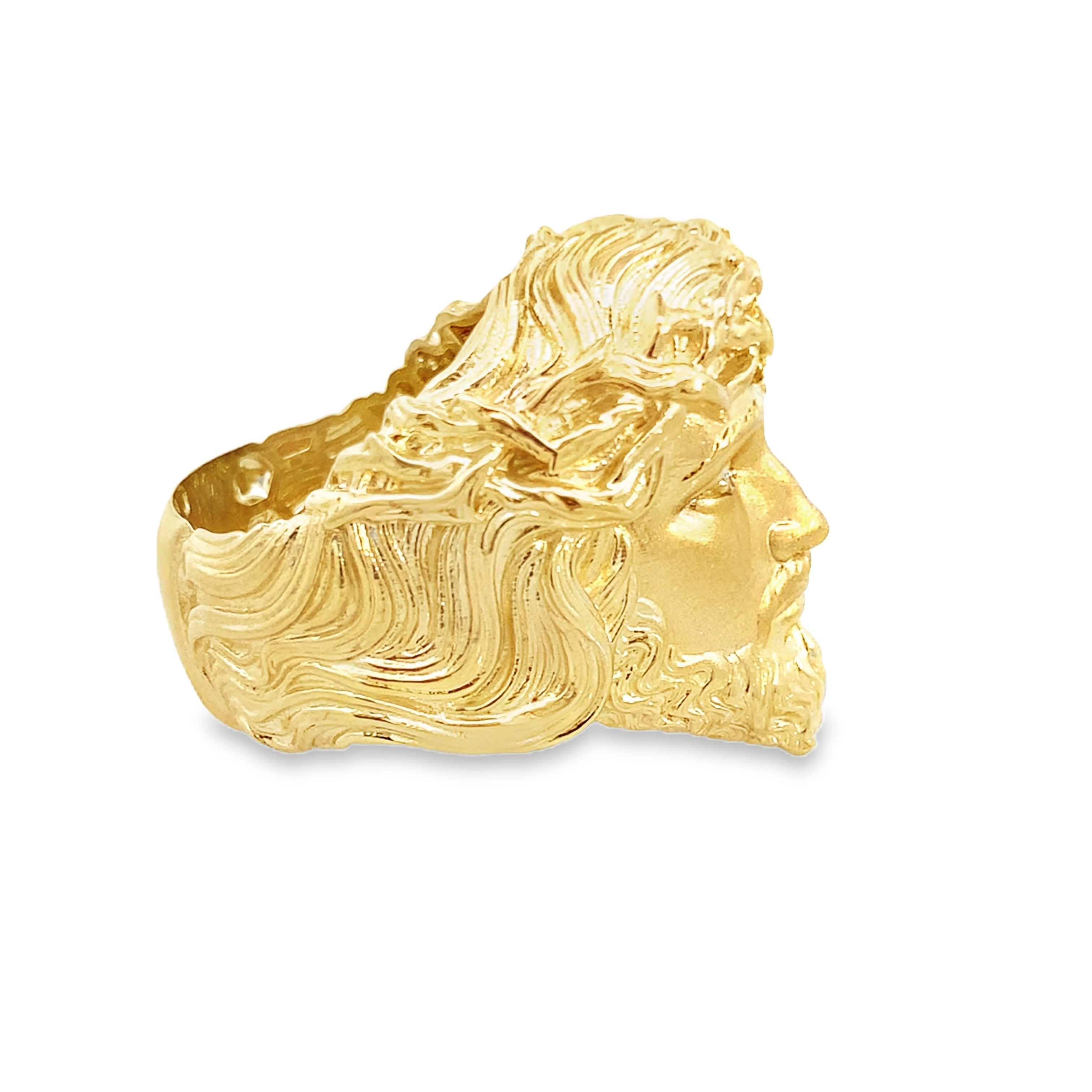 10K Yellow Gold Jesus Face Mens Ring Size 10 7.8Dwt