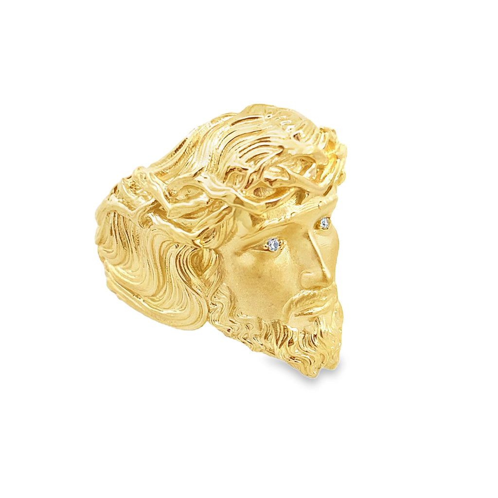 10K Yellow Gold Jesus Face Mens Ring Size 10 7.8Dwt