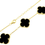 10K Yellow Gold Double Sided Black & Gold Flower Station Bracelet 7.5In 4.3Dwt