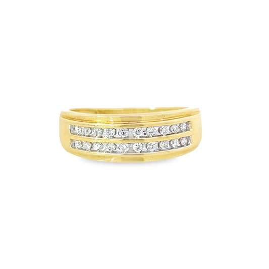 0.25Ctw 14K Yellow Gold Diamond Wedding Band Size 10 2.7Dwt