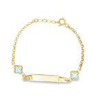 10K Yellow Gold Blue Flower Id Bracelet 5.5Mm 6In 0.9Dwt