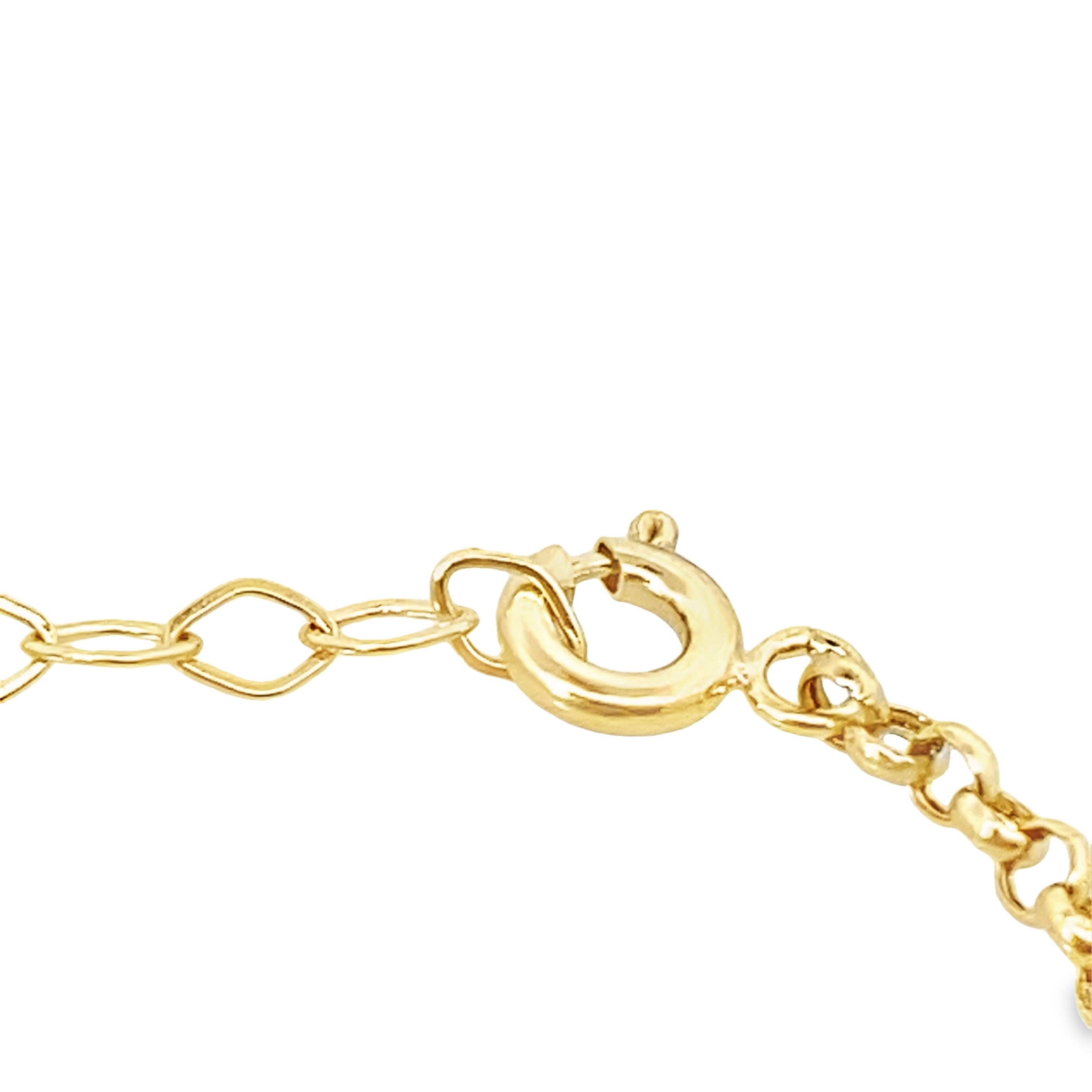 14K Yellow Gold Royal Blue Flowers Baby Id Bracelet 5In 0.9Dwt