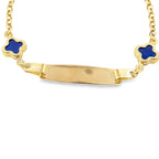 14K Yellow Gold Royal Blue Flowers Baby Id Bracelet 5In 0.9Dwt