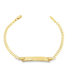 14K Yellow Gold Baby Italian Curb Link ID Bracelet 4Mm 6In 1.4Dwt