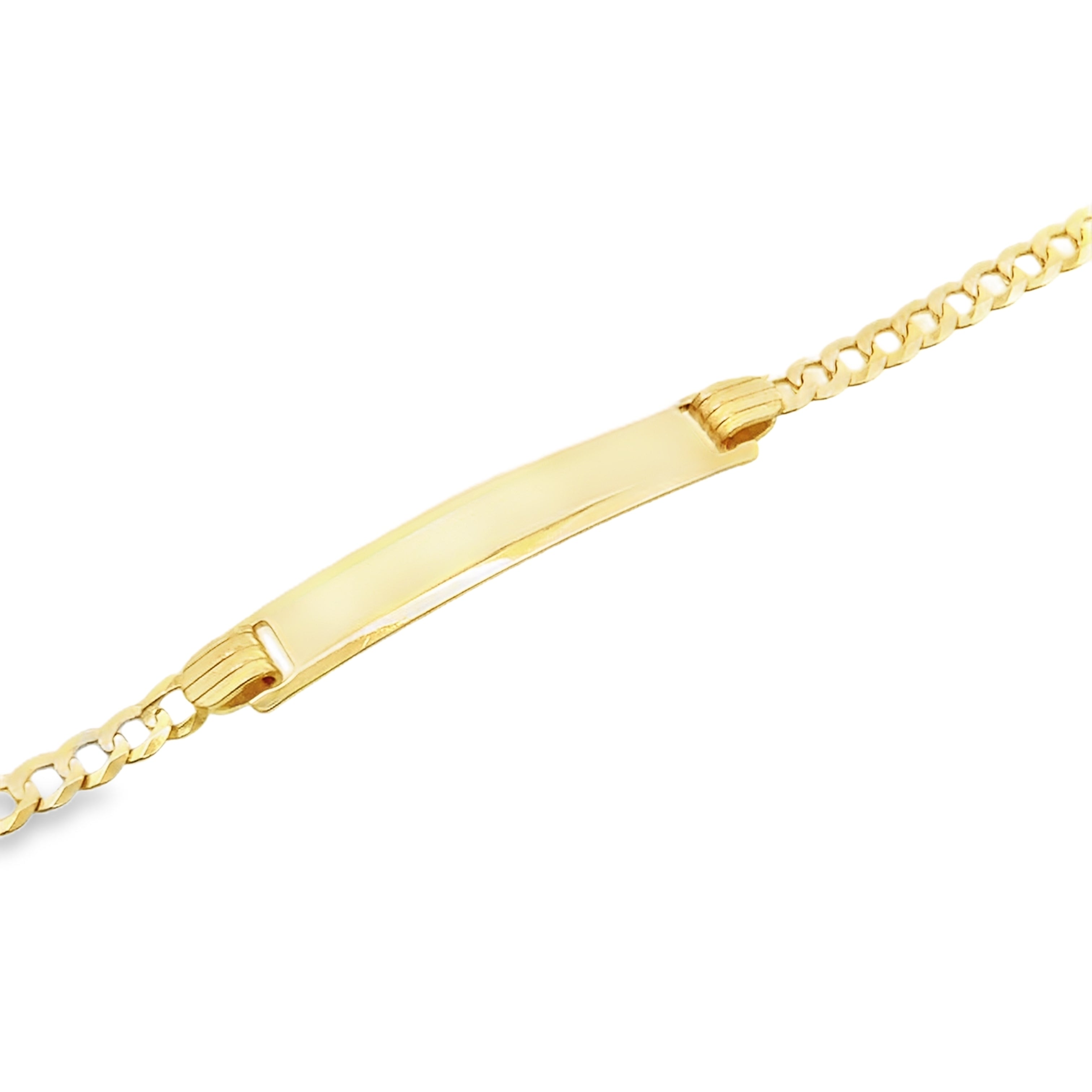 14K Yellow Gold Baby Italian Curb Link ID Bracelet 4Mm 6In 1.4Dwt