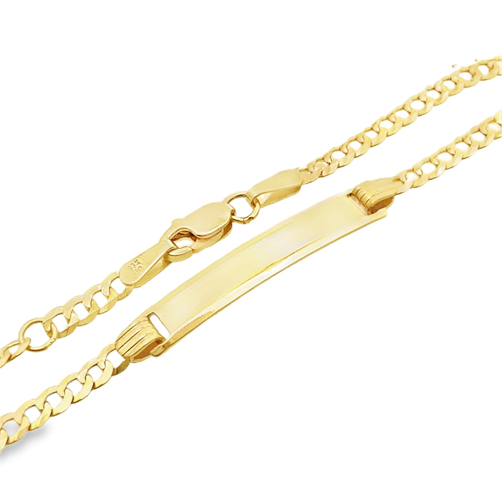 14K Yellow Gold Baby Italian Curb Link ID Bracelet 4Mm 6In 1.4Dwt