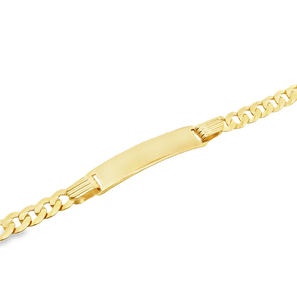 14K Yellow Gold Baby Italian Curb Link Id Bracelet 5Mm 5.5In 2.2Dwt