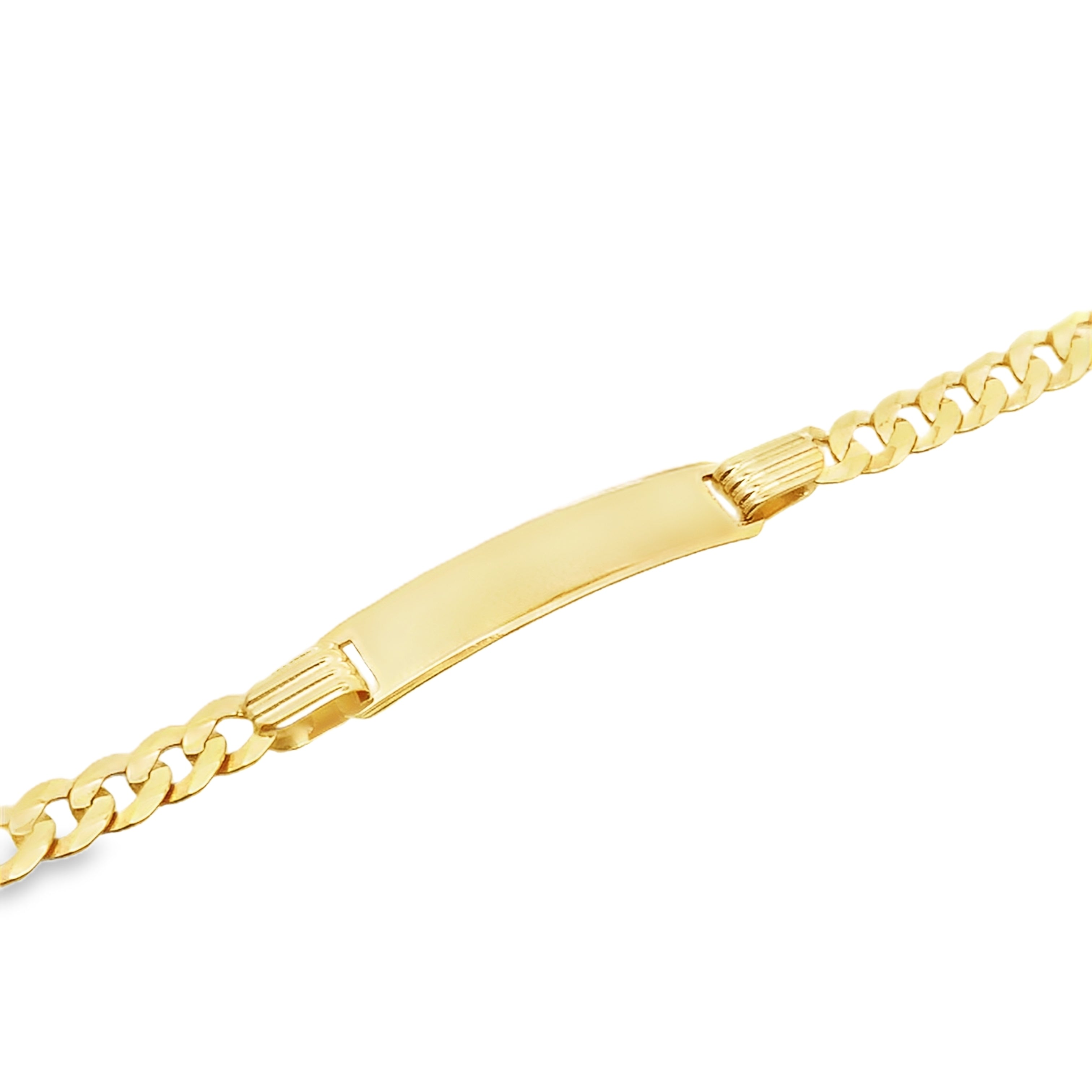 14K Yellow Gold Baby Italian Curb Link Id Bracelet 5Mm 5.5In 2.2Dwt