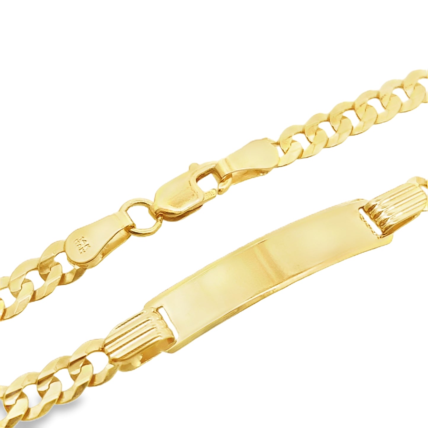 14K Yellow Gold Baby Italian Curb Link Id Bracelet 5Mm 5.5In 2.2Dwt