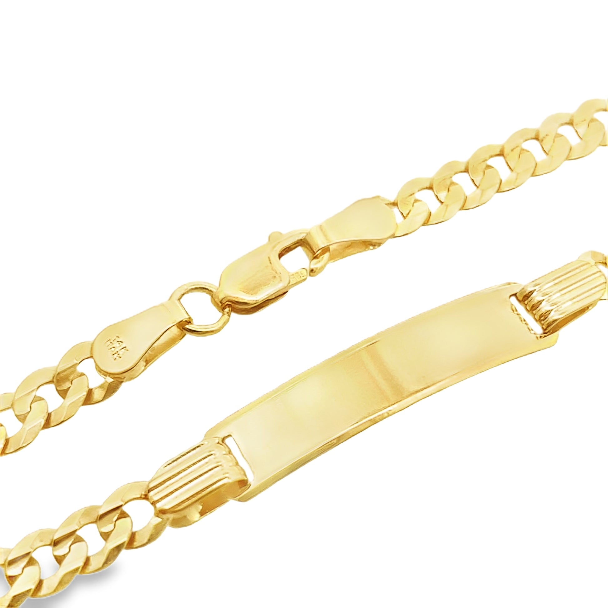 14K Yellow Gold Baby Italian Curb Link Id Bracelet 5Mm 5.5In 2.2Dwt
