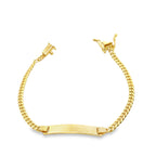 10K Yellow Gold Baby Cuban Link Id Bracelet 4Mm 5.5In 2.5Dwt
