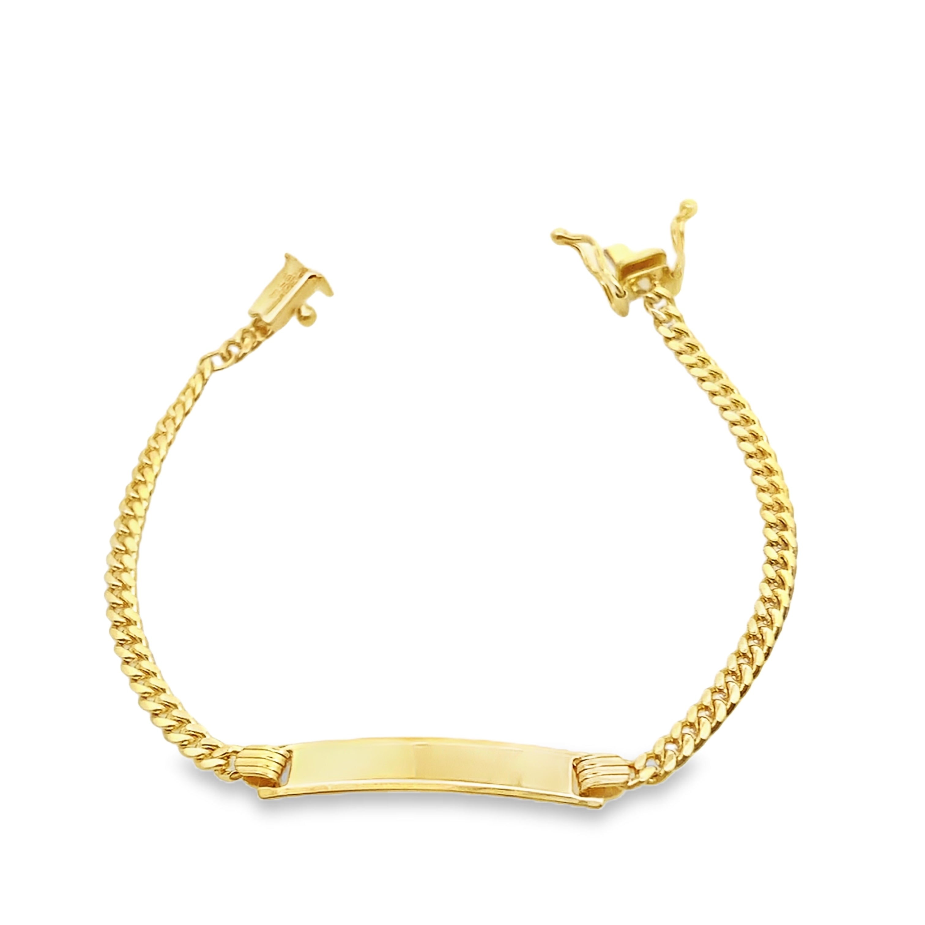 10K Yellow Gold Baby Cuban Link Id Bracelet 4Mm 5.5In 2.5Dwt