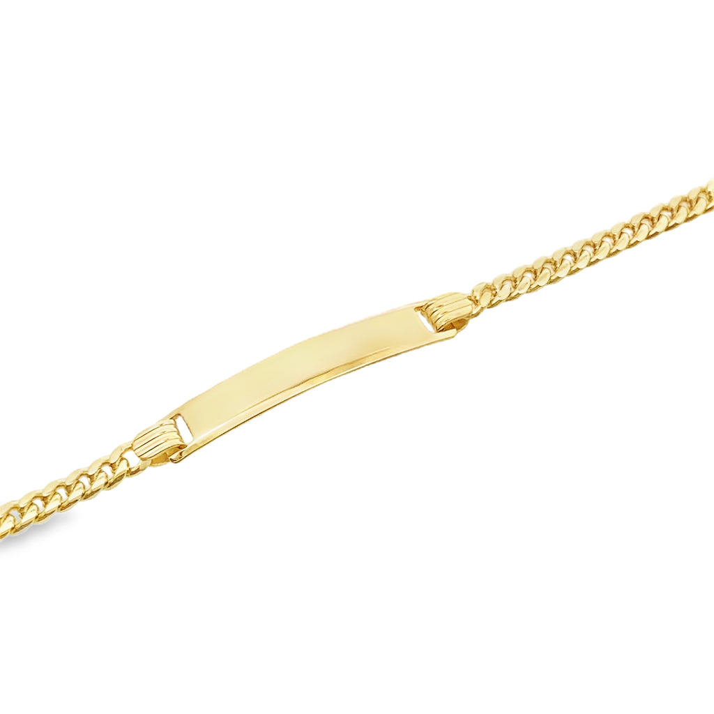10K Yellow Gold Baby Cuban Link Id Bracelet 4Mm 5.5In 2.5Dwt