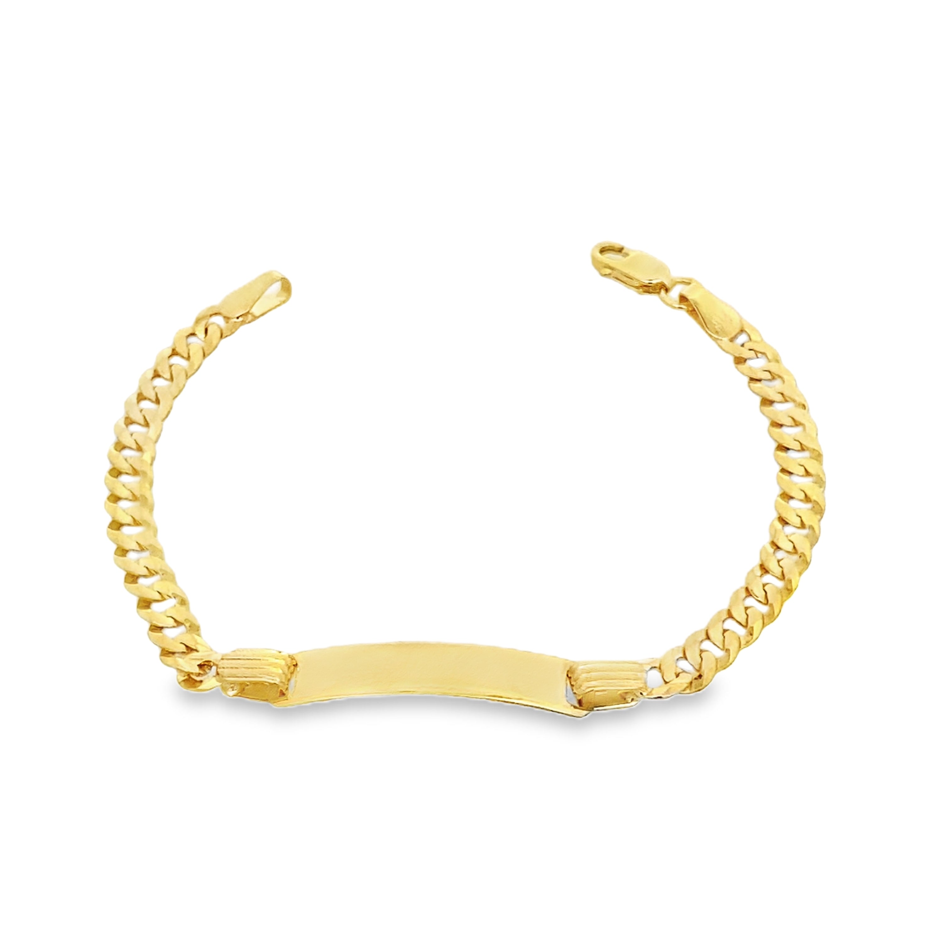 14K Yellow Gold Baby Italian Curb Link Id Bracelet 5Mm 5.5In 2.3Dwt