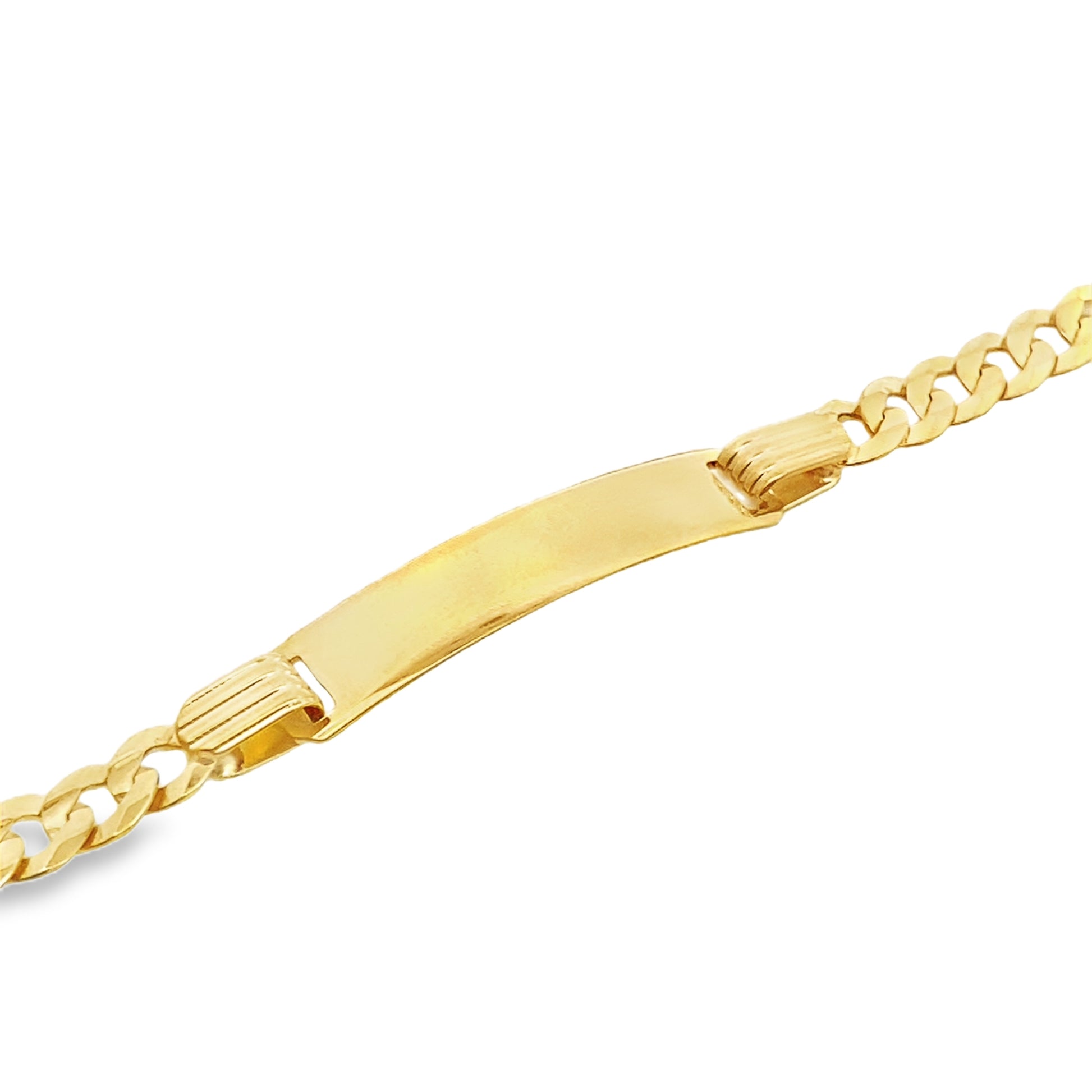 14K Yellow Gold Baby Italian Curb Link Id Bracelet 5Mm 5.5In 2.3Dwt