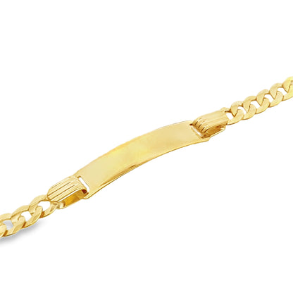 14K Yellow Gold Baby Italian Curb Link Id Bracelet 5Mm 5.5In 2.3Dwt
