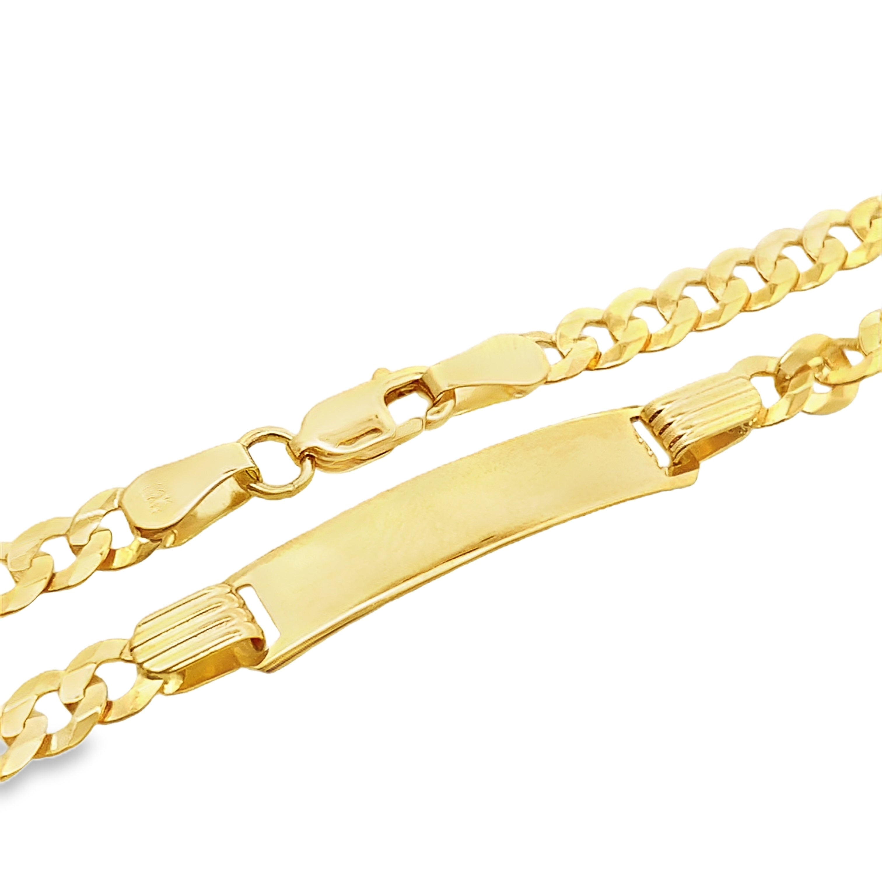 14K Yellow Gold Baby Italian Curb Link Id Bracelet 5Mm 5.5In 2.3Dwt