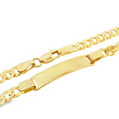 14K Yellow Gold Baby Italian Curb Link Id Bracelet 5Mm 5.5In 2.3Dwt