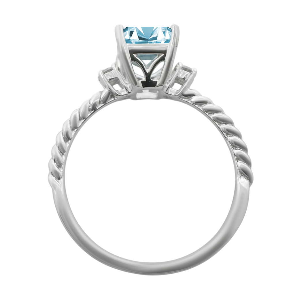 1.40Aqgt 0.09 Dird 14K White Gold  Aquamarine & Dia Ring Size 7 1.5Dwt