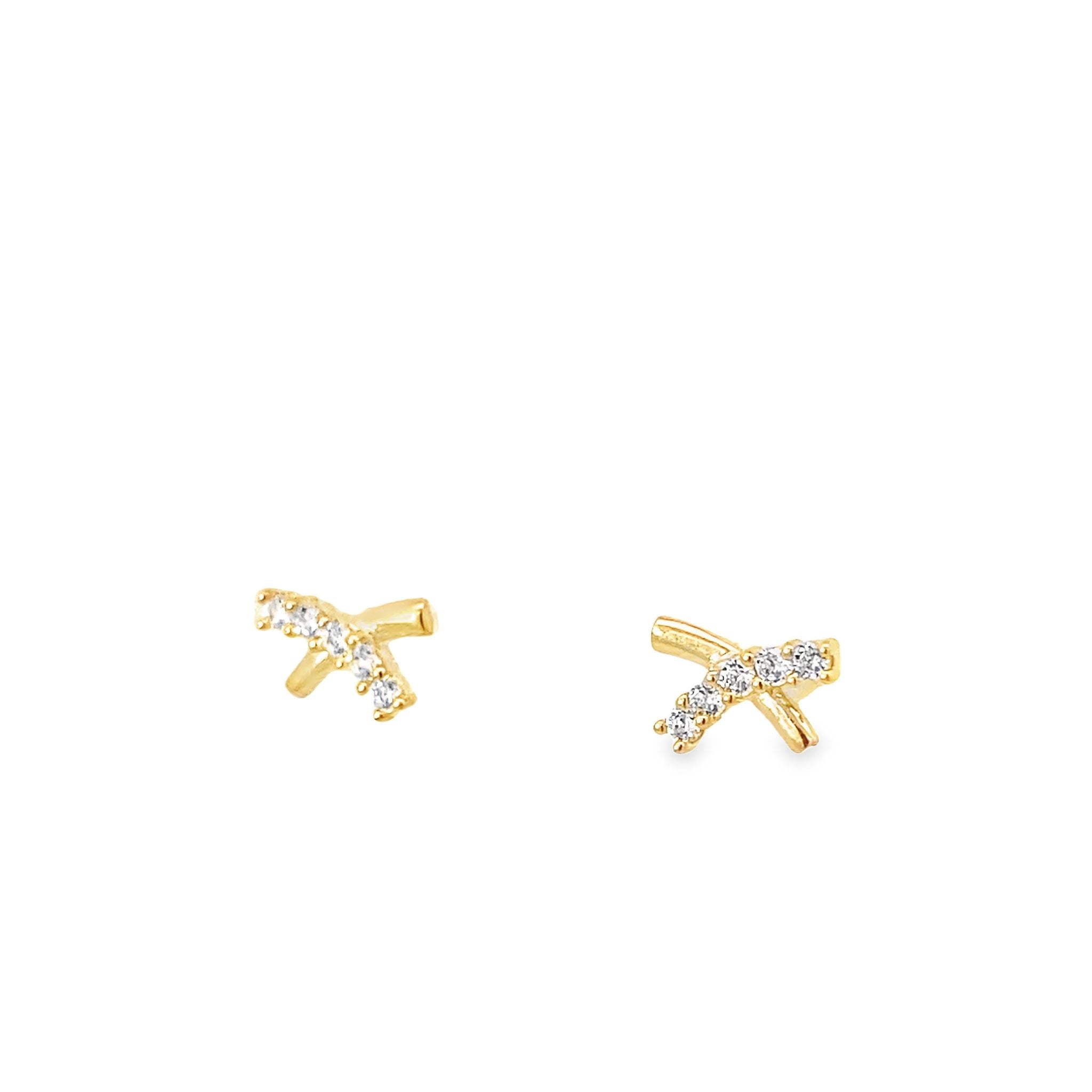 14K Yellow Gold Cz Baby Stud Earrings