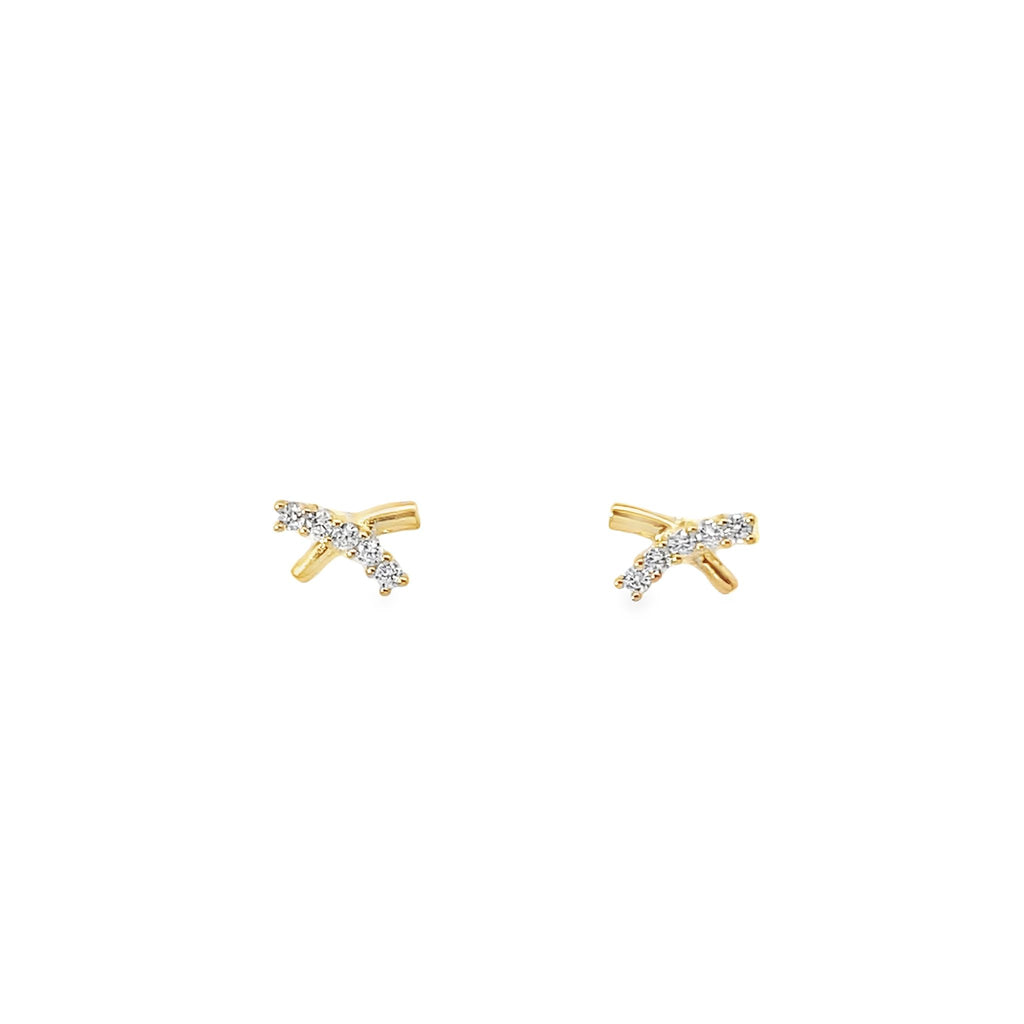 14K Yellow Gold Cz Baby Stud Earrings