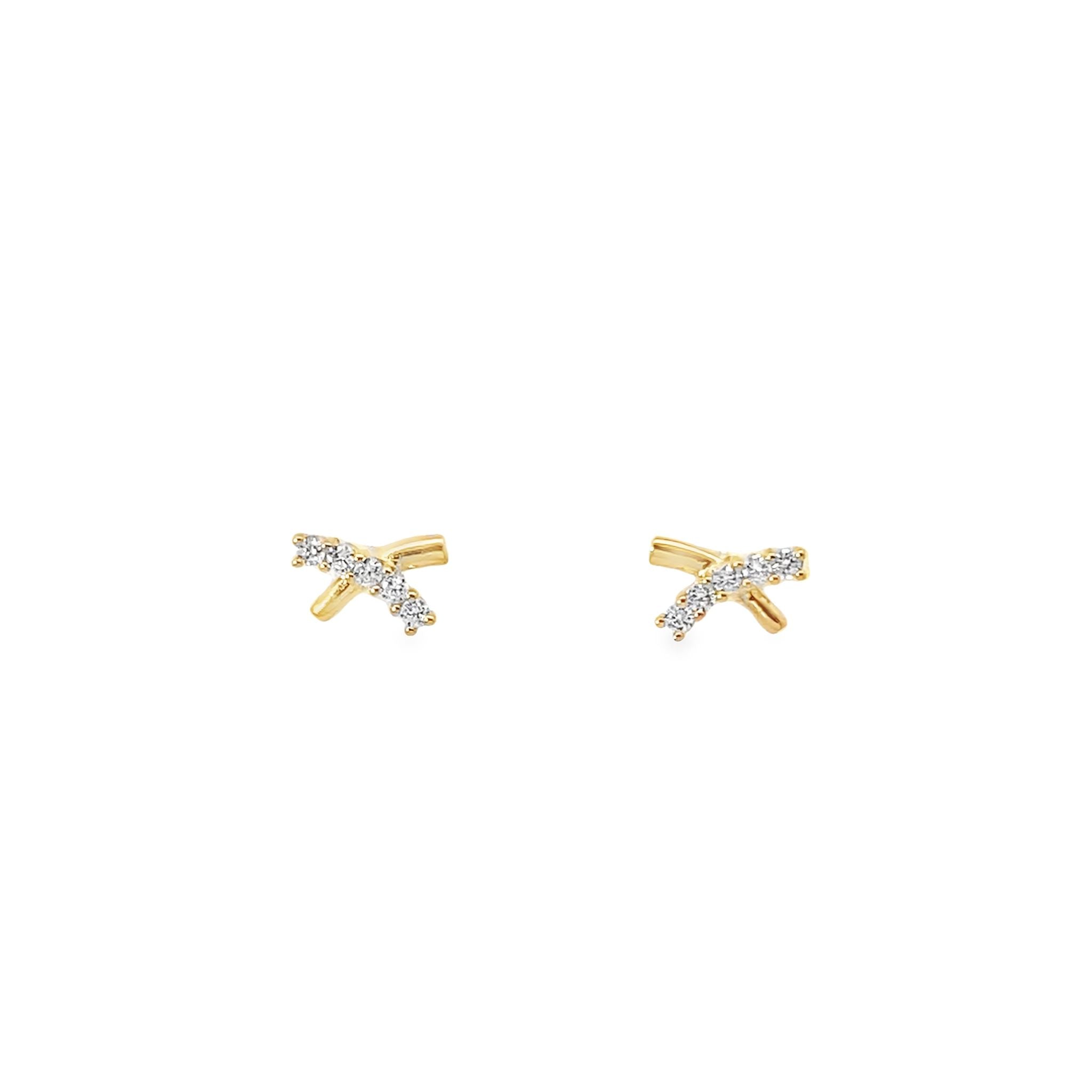 14K Yellow Gold Cz Baby Stud Earrings