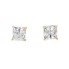 14K Yellow Gold Square Cz Stud Earrings