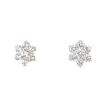 14K Yellow Gold Cz Flower Baby Stud Earrings